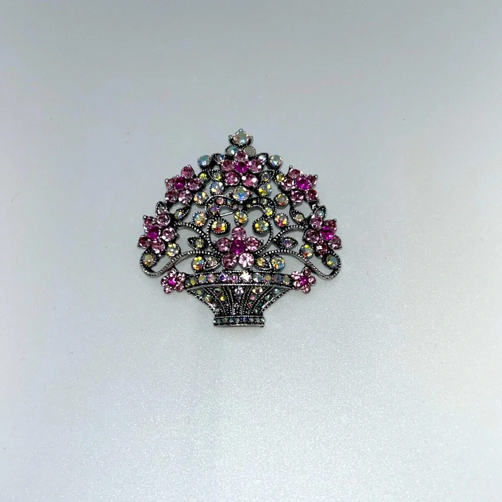 Rhinestone Flower Bouquet Vintage Inspired Brooch